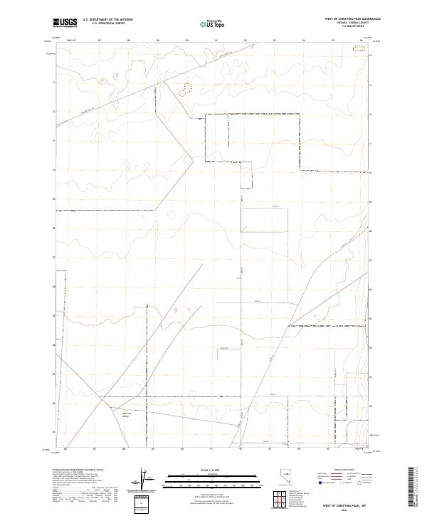 US Topo 7.5-minute map for West of Christina Peak NV