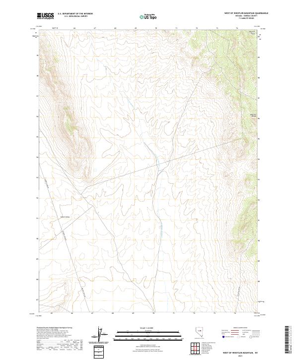 US Topo 7.5-minute map for West of Whistler Mountain NV