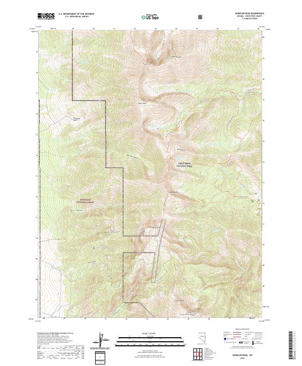 US Topo 7.5-minute map for Wheeler Peak NV