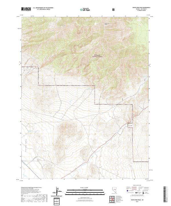 US Topo 7.5-minute map for White Pine Peak NV