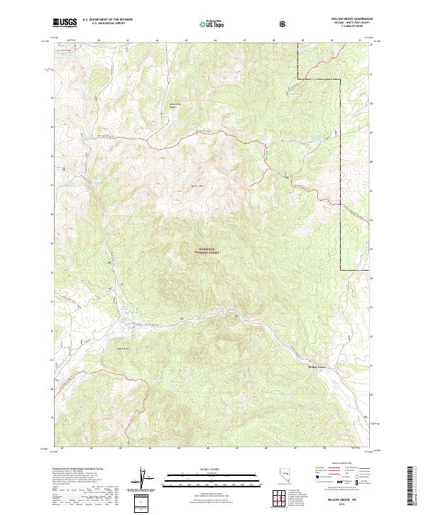 US Topo 7.5-minute map for Willow Grove NV