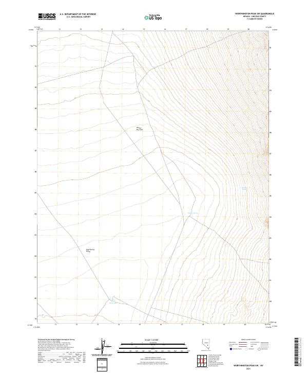 US Topo 7.5-minute map for Worthington Peak SW NV