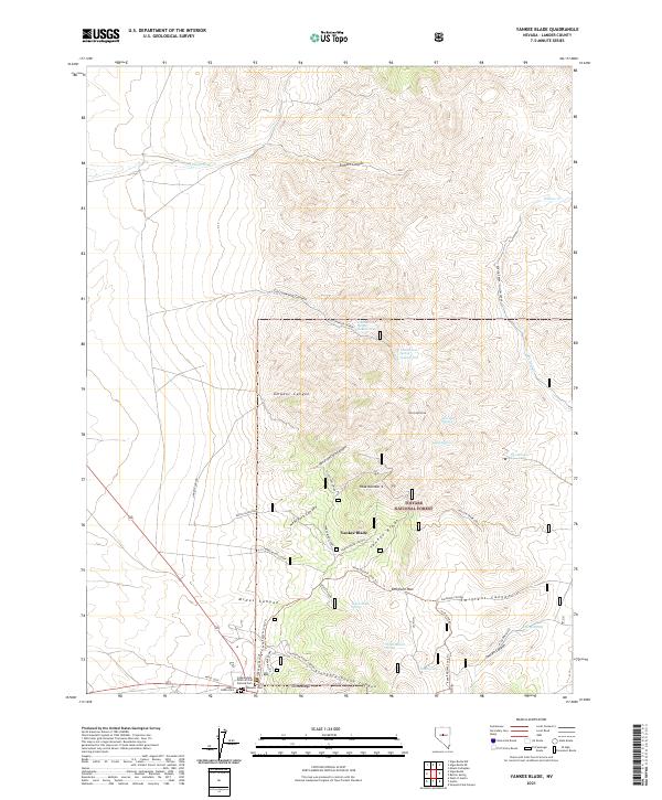 US Topo 7.5-minute map for Yankee Blade NV