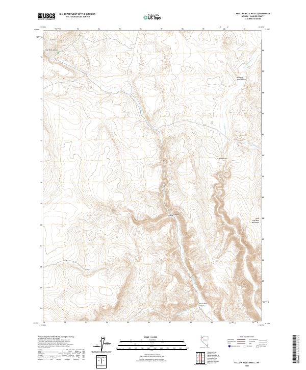 US Topo 7.5-minute map for Yellow Hills West NV