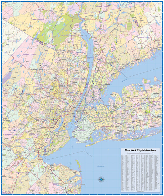 New York City Region Wall Map – American Map Store