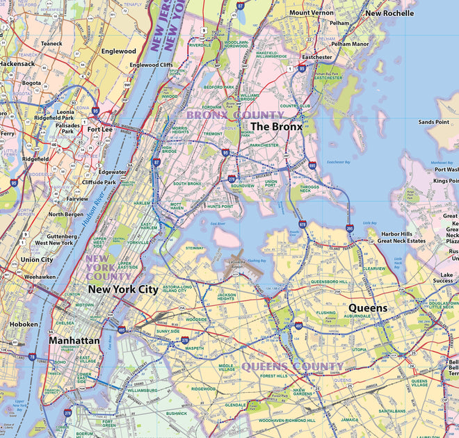 New York City Region Wall Map – American Map Store