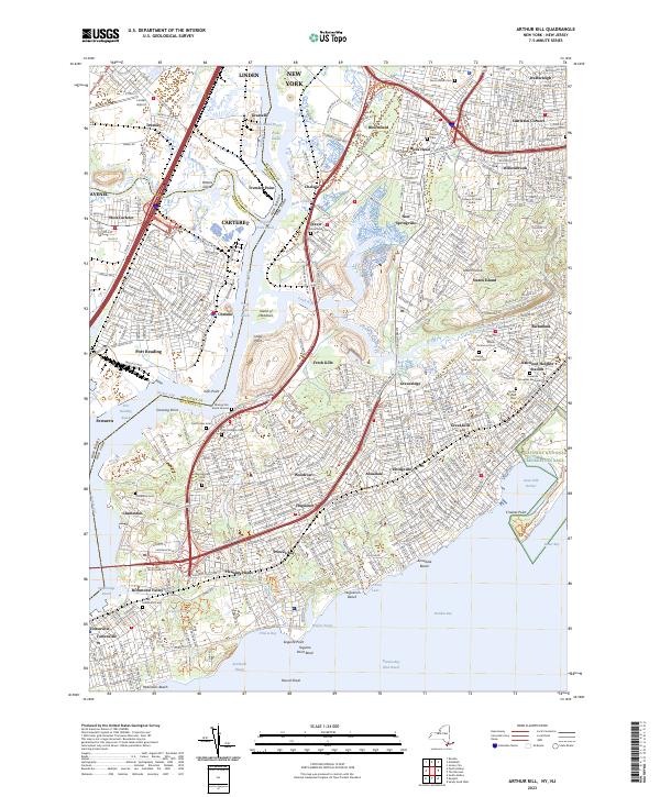 US Topo 7.5-minute map for Arthur Kill NYNJ