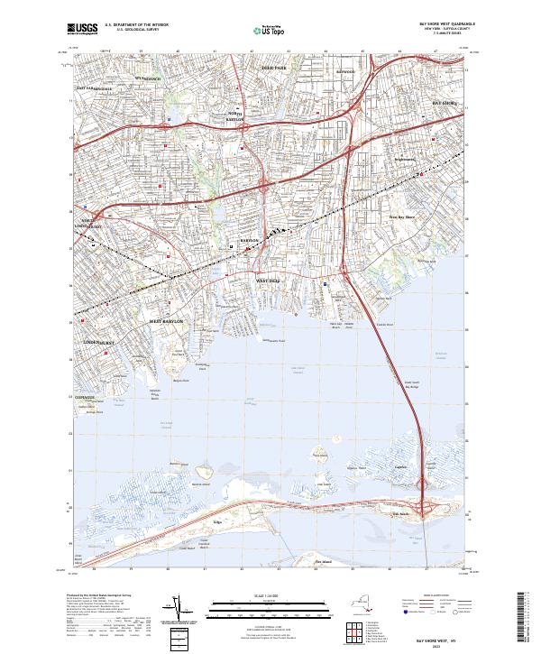 US Topo 7.5-minute map for Bay Shore West NY