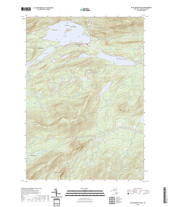 US Topo 7.5-minute map for Blue Mountain Lake NY