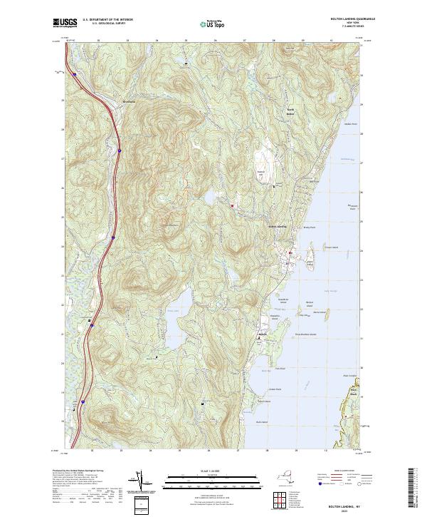 US Topo 7.5-minute map for Bolton Landing NY