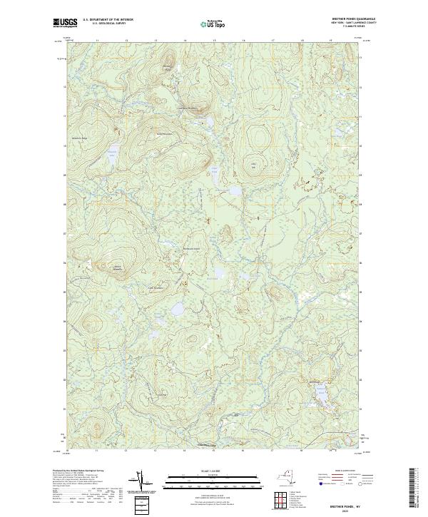 US Topo 7.5-minute map for Brother Ponds NY