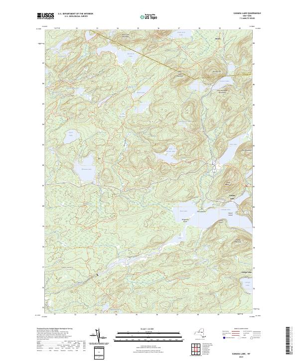 US Topo 7.5-minute map for Canada Lake NY