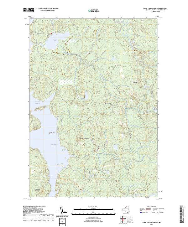 US Topo 7.5-minute map for Carry Falls Reservoir NY