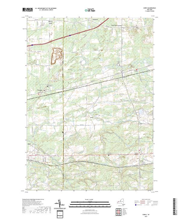 US Topo 7.5-minute map for Corfu NY