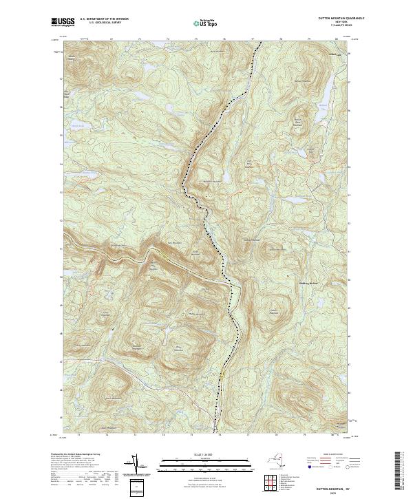 US Topo 7.5-minute map for Dutton Mountain NY