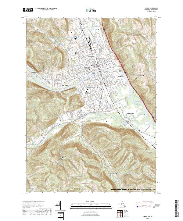 US Topo 7.5-minute map for Elmira NYPA