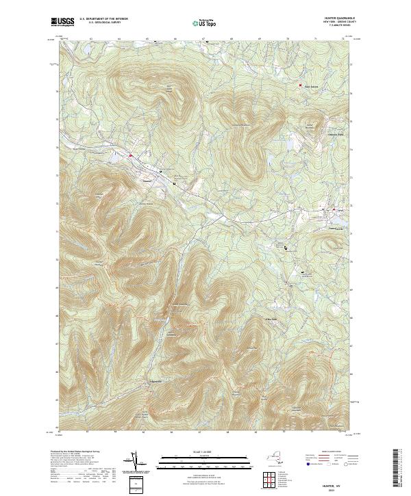 US Topo 7.5-minute map for Hunter NY