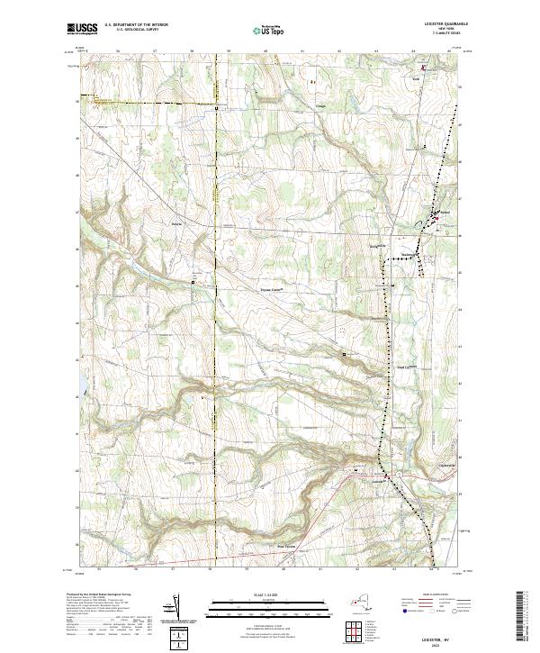 US Topo 7.5-minute map for Leicester NY