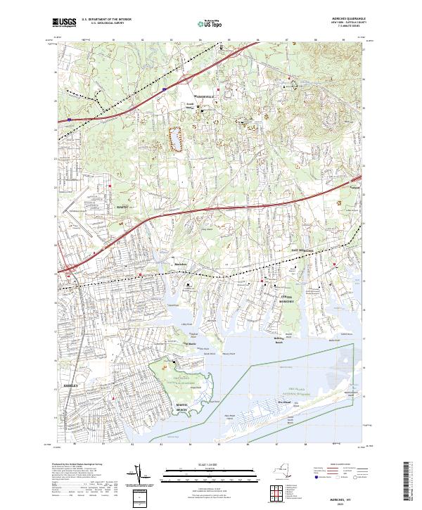 US Topo 7.5-minute map for Moriches NY