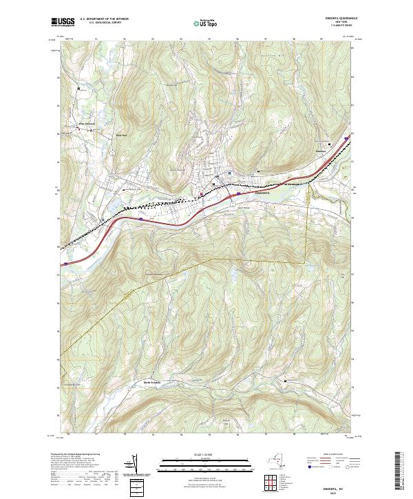 US Topo 7.5-minute map for Oneonta NY