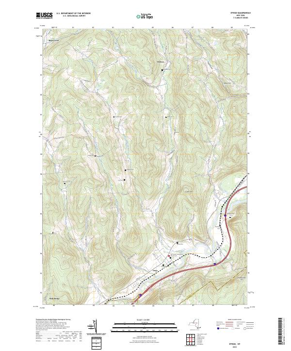 US Topo 7.5-minute map for Otego NY