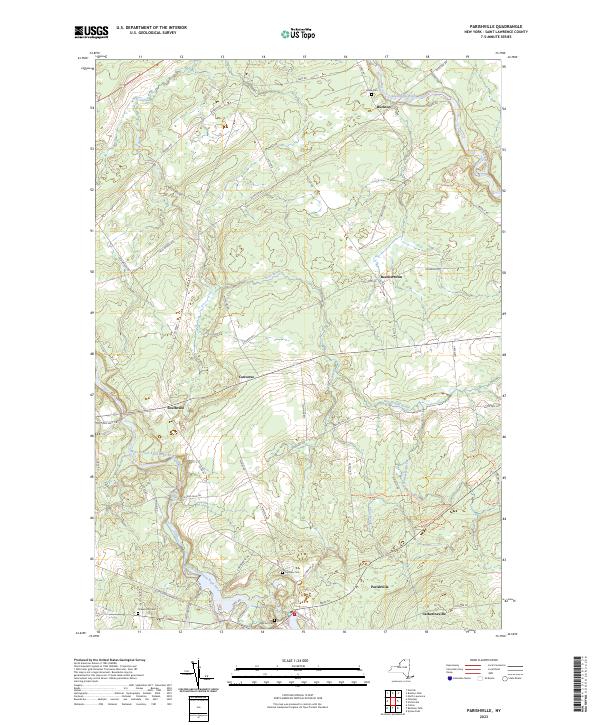 US Topo 7.5-minute map for Parishville NY