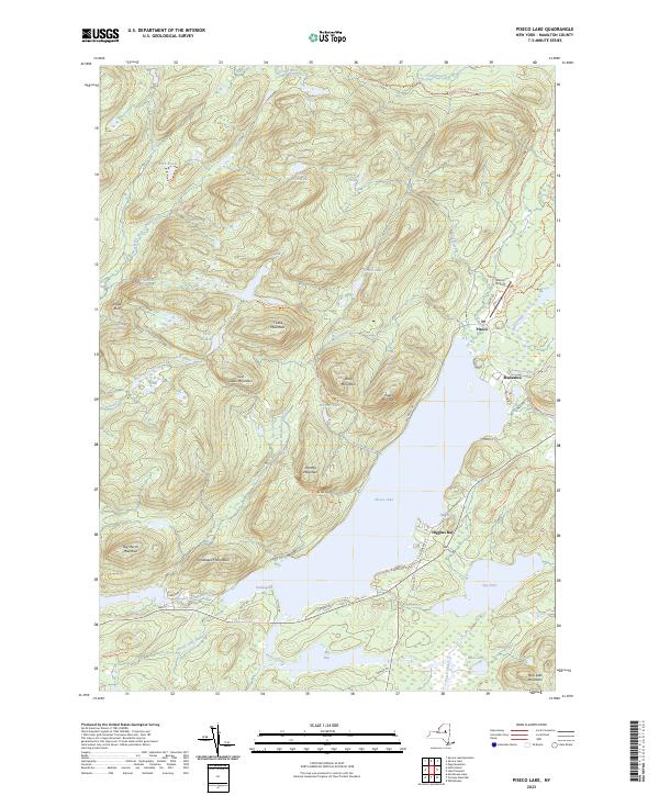 US Topo 7.5-minute map for Piseco Lake NY