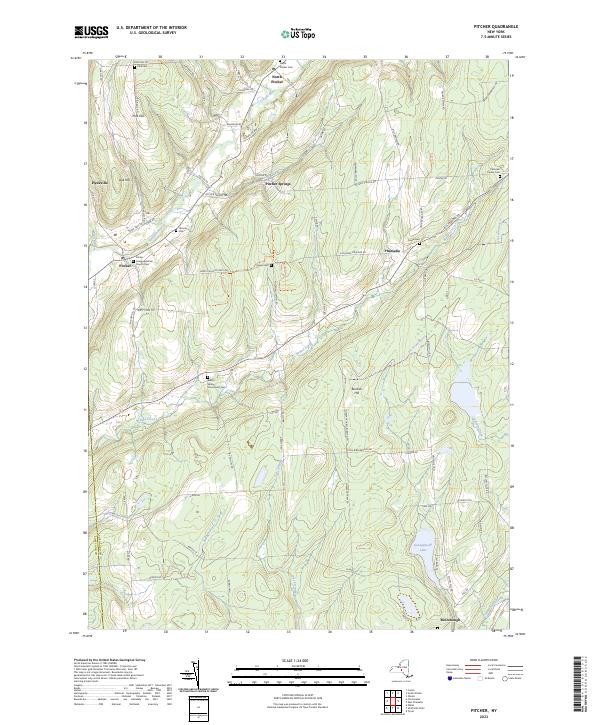 US Topo 7.5-minute map for Pitcher NY