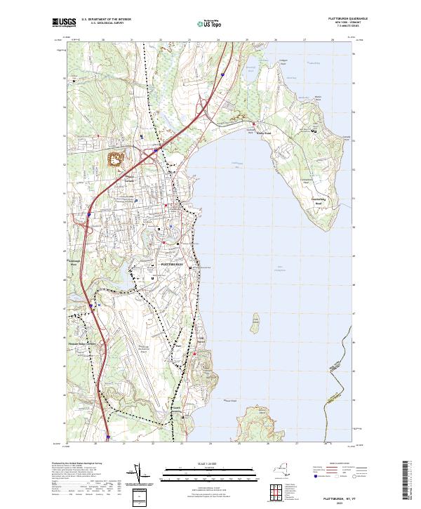 US Topo 7.5-minute map for Plattsburgh NYVT