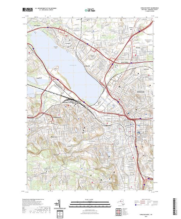 US Topo 7.5-minute map for Syracuse West NY