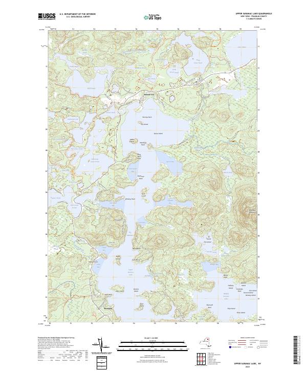 US Topo 7.5-minute map for Upper Saranac Lake NY