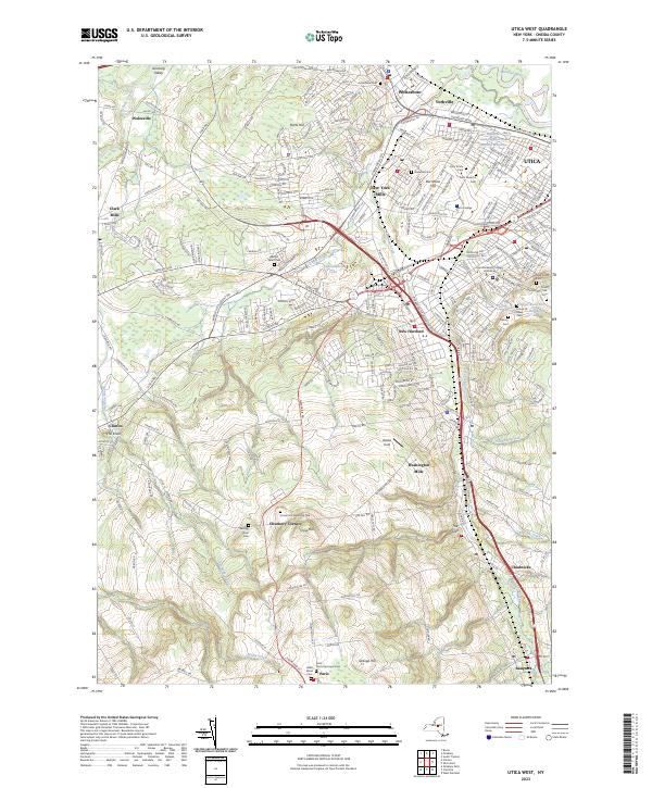 US Topo 7.5-minute map for Utica West NY – American Map Store