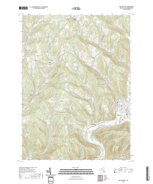 US Topo 7.5-minute map for Walton West NY