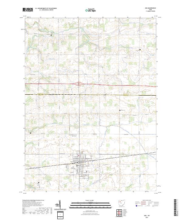 US Topo 7.5-minute map for Ada OH