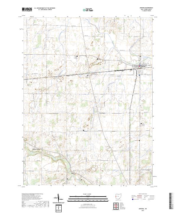 US Topo 7.5-minute map for Ansonia OH – American Map Store