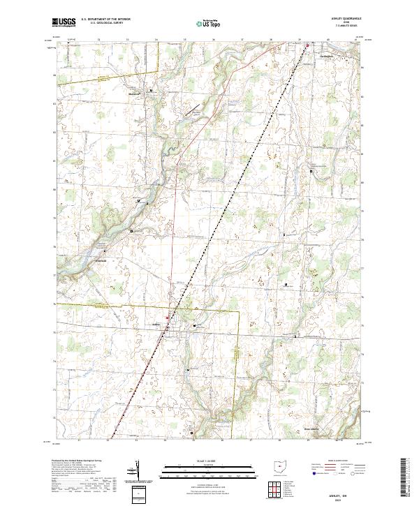 US Topo 7.5-minute map for Ashley OH