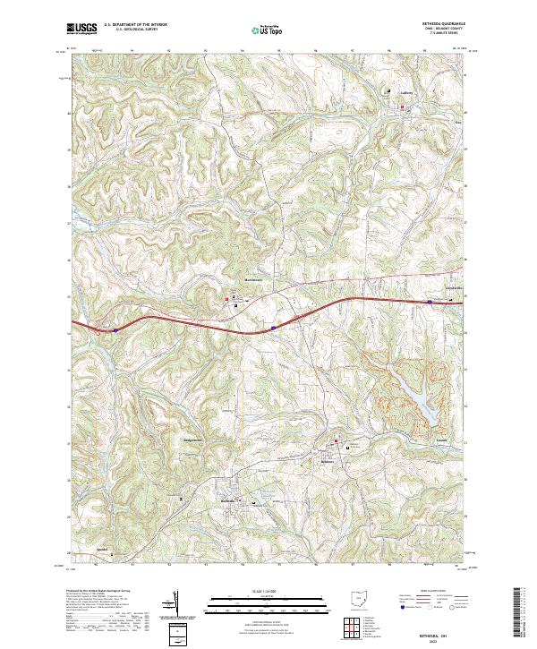 US Topo 7.5-minute map for Bethesda OH