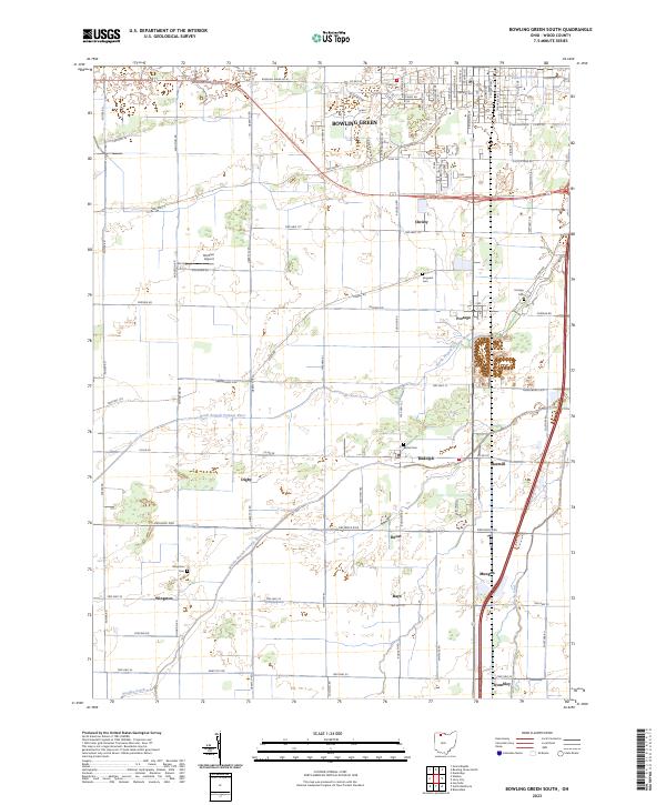 US Topo 7.5-minute map for Bowling Green South OH