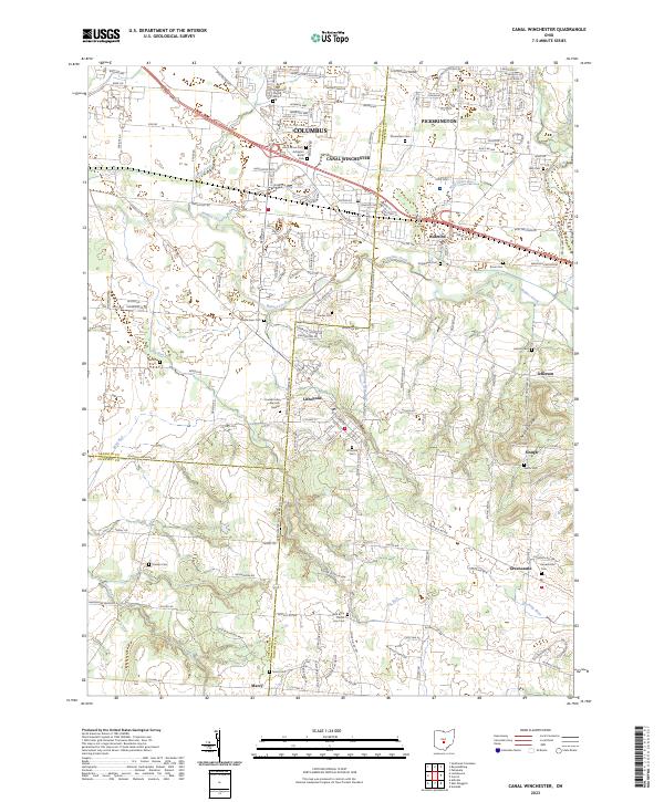 US Topo 7.5-minute map for Canal Winchester OH