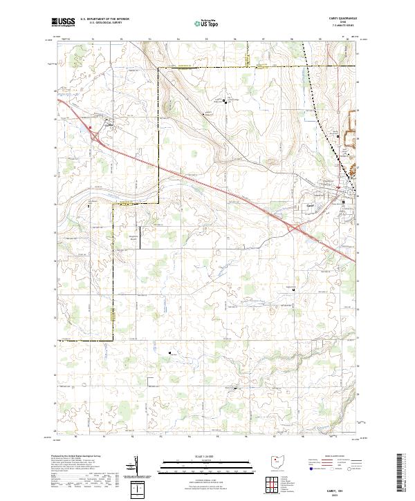 US Topo 7.5-minute map for Carey OH