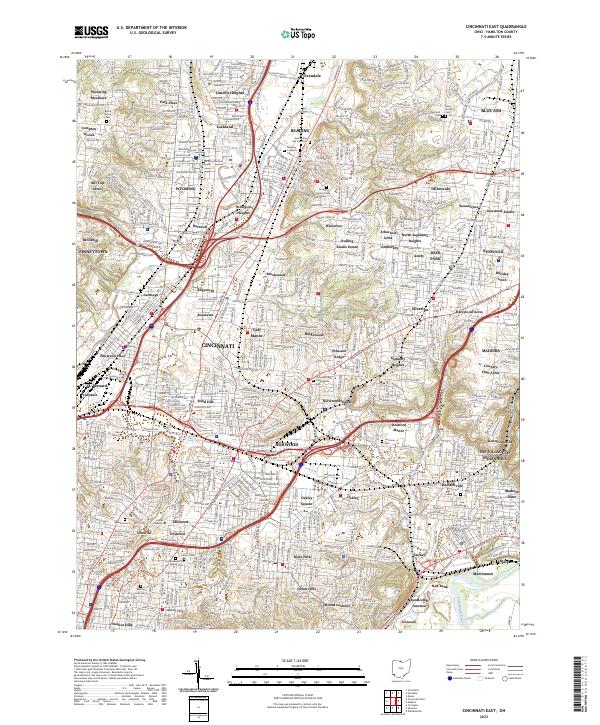 US Topo 7.5-minute map for Cincinnati East OH