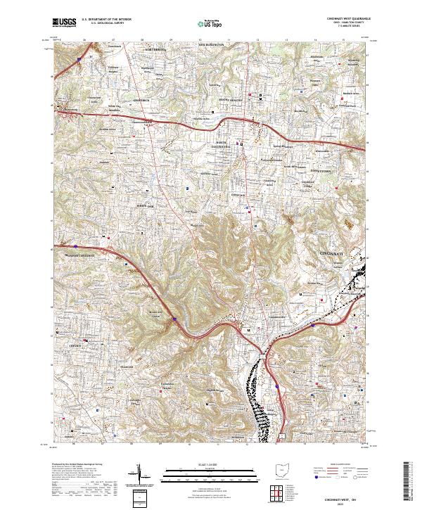 US Topo 7.5-minute map for Cincinnati West OH