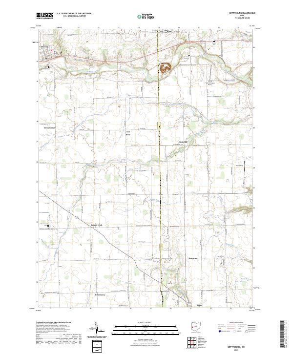 US Topo 7.5-minute map for Gettysburg OH