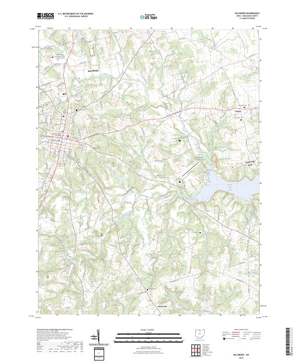 US Topo 7.5-minute map for Hillsboro OH