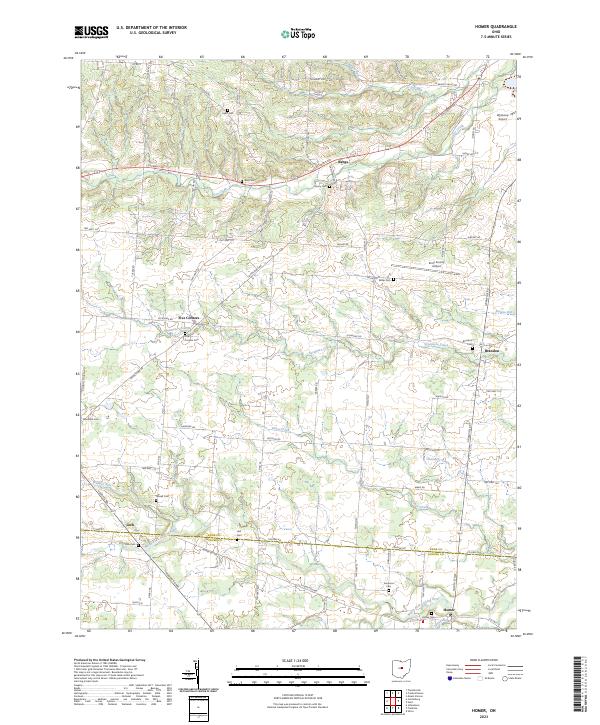 US Topo 7.5-minute map for Homer OH