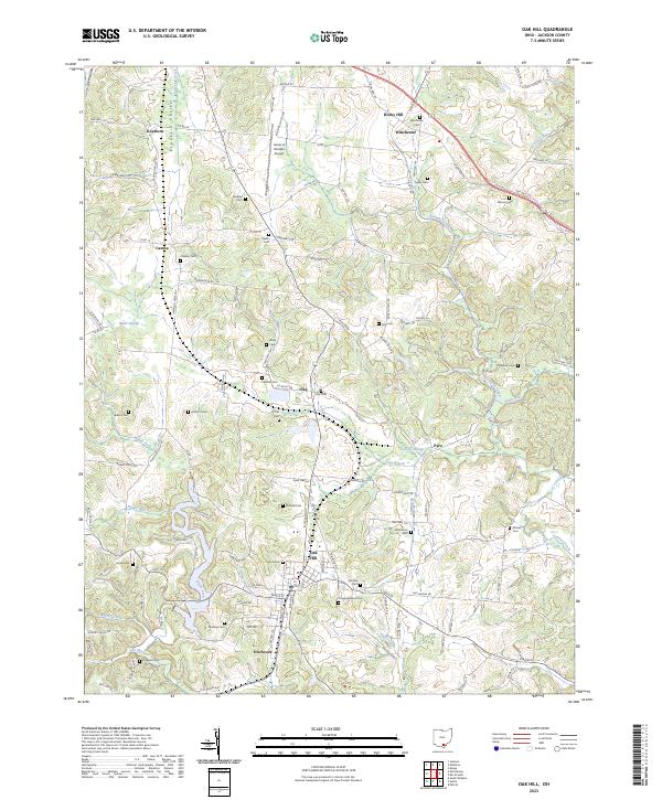 US Topo 7.5-minute map for Oak Hill OH