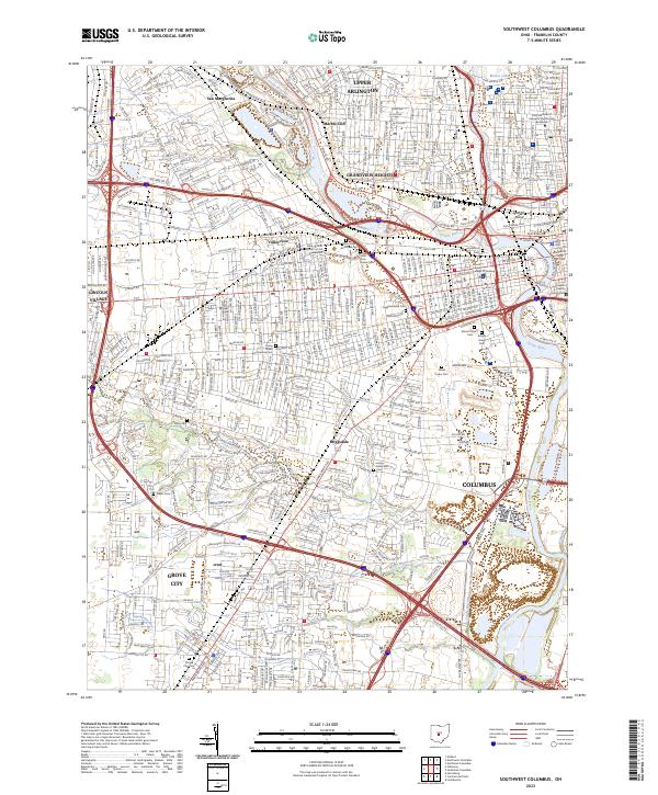 US Topo 7.5-minute map for Southwest Columbus OH