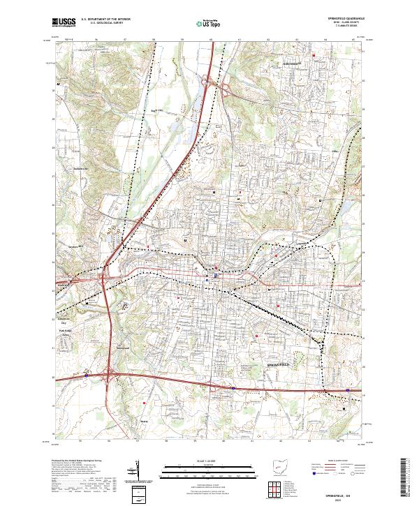 US Topo 7.5-minute map for Springfield OH