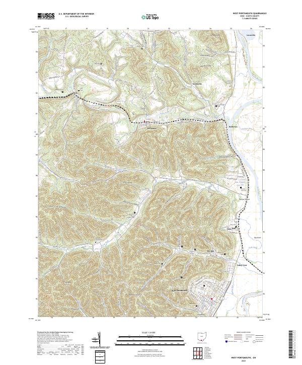 US Topo 7.5-minute map for West Portsmouth OH