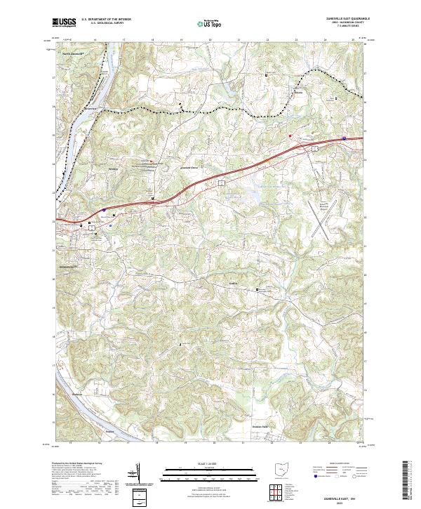 US Topo 7.5-minute map for Zanesville East OH